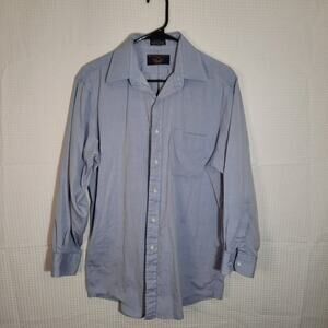 Jos. A. Bank Exec. 16/32 Blue Pinpoint 80s 2-Ply Cotton Dress Shirt Hong Kong